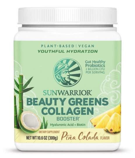 Burk med Sunwarrior Beauty Greens Collagen Booster Pi�a Colada
