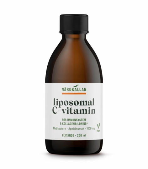 Flaska med Närokällan Liposomal C-vitamin