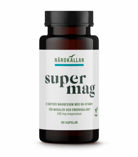 N�rok�llan Super Mag 90 kapslar i gruppen Kosttillskott / Mineraler / Magnesium hos Vitaminer.nu (1892)