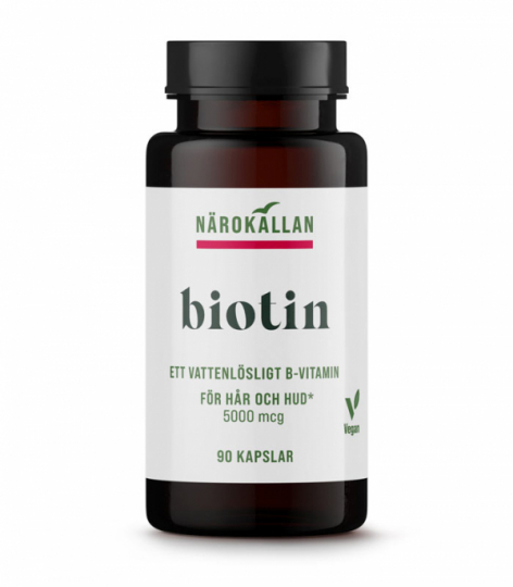 Bottle with N�rok�llan Biotin 5000 mcg 90 capsules