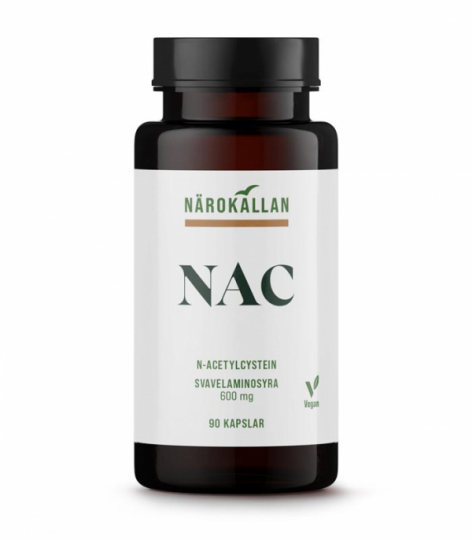 Bottle with N�rok�llan NAC N-Acetyl cysteine 600 mg 90 capsules